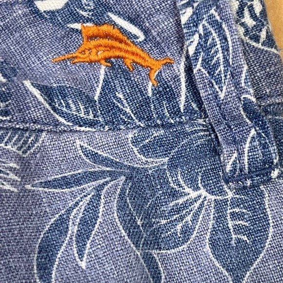 Tommy Bahama Men’s Linen Blue & White Tropical Print Golf Shorts Size 34 - Picture 14 of 14
